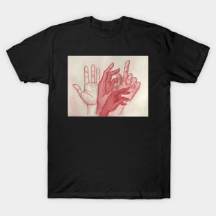 Vintage Abstract hands red watercolor/Aquarelle traditional painting T-Shirt
